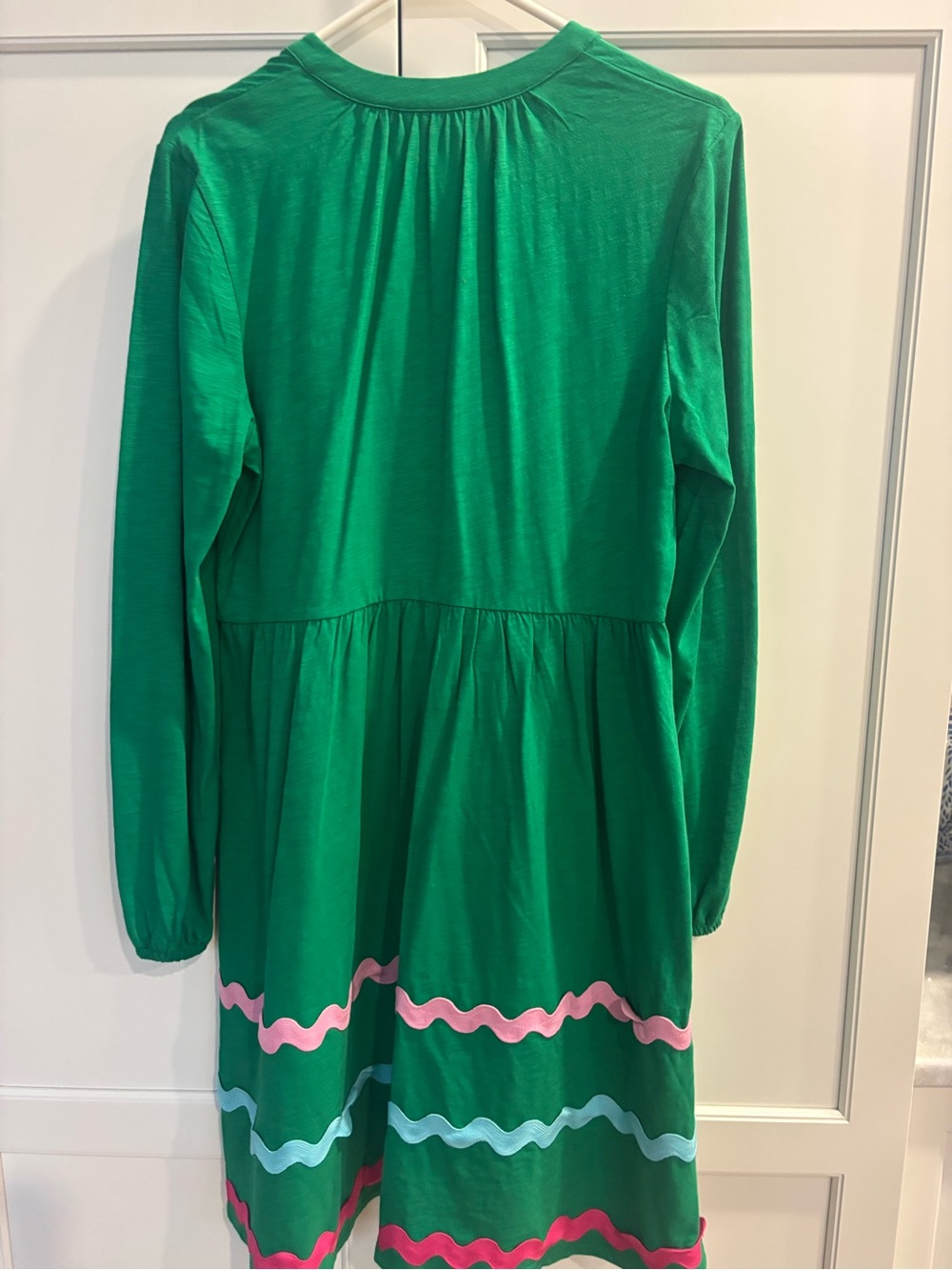 Boden Emerald Green Tunic Dress with Pink Trim - Picture 2 of 7
